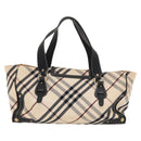 BURBERRY Nova Check Blue Label Tote Bag Canvas Beige Gold Auth 117928-2