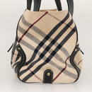 BURBERRY Nova Check Blue Label Tote Bag Canvas Beige Gold Auth 117928-4
