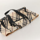 BURBERRY Nova Check Blue Label Tote Bag Canvas Beige Gold Auth 117928-6