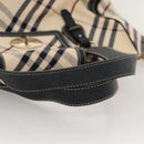 BURBERRY Nova Check Blue Label Tote Bag Canvas Beige Gold Auth 117928-7