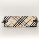BURBERRY Nova Check Blue Label Tote Bag Canvas Beige Gold Auth 117928-5