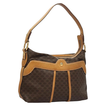 CELINE Macadam Canvas Shoulder Bag PVC Leather Brown Gold Auth 117957