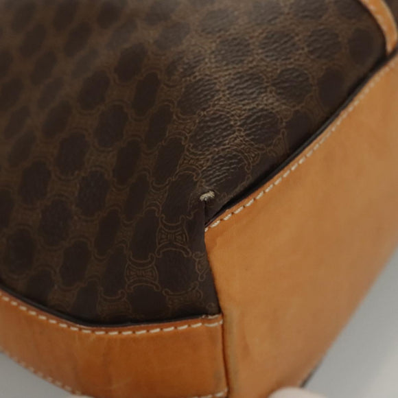 CELINE Macadam Canvas Shoulder Bag PVC Leather Brown Gold Auth 117957