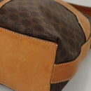 CELINE Macadam Canvas Shoulder Bag PVC Leather Brown Gold Auth 117957-14