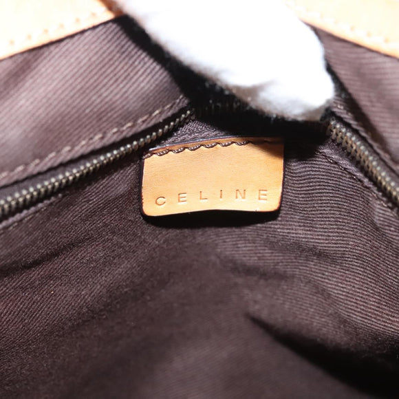 CELINE Macadam Canvas Shoulder Bag PVC Leather Brown Gold Auth 117957