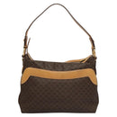 CELINE Macadam Canvas Shoulder Bag PVC Leather Brown Gold Auth 117957-2