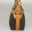 CELINE Macadam Canvas Shoulder Bag PVC Leather Brown Gold Auth 117957-4