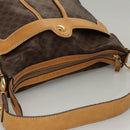 CELINE Macadam Canvas Shoulder Bag PVC Leather Brown Gold Auth 117957-6