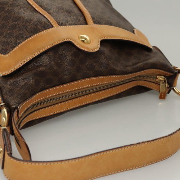 CELINE Macadam Canvas Shoulder Bag PVC Leather Brown Gold Auth 117957