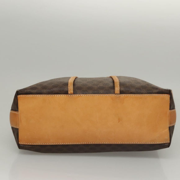 CELINE Macadam Canvas Shoulder Bag PVC Leather Brown Gold Auth 117957