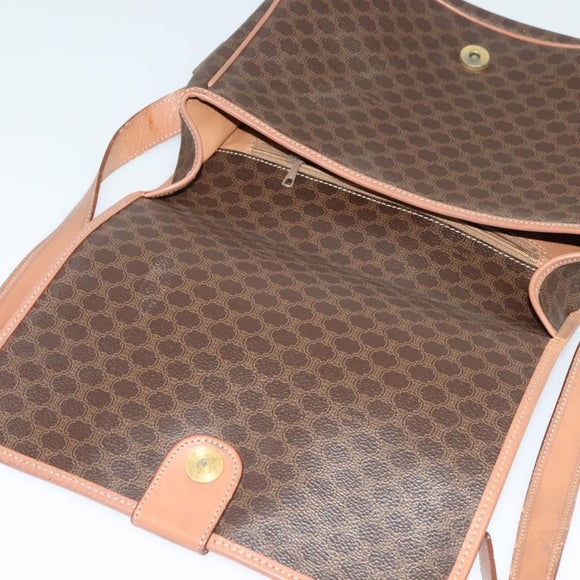 CELINE Macadam Canvas Shoulder Bag PVC Leather Brown Gold Auth 117973