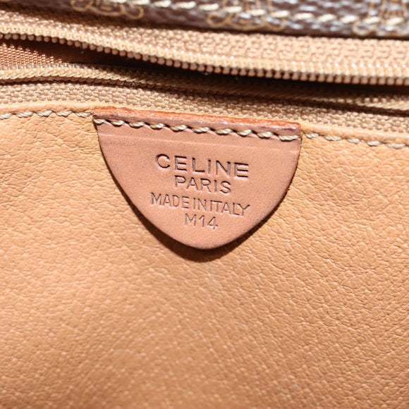 CELINE Macadam Canvas Shoulder Bag PVC Leather Brown Gold Auth 117973