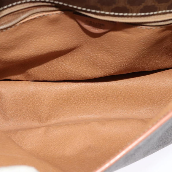 CELINE Macadam Canvas Shoulder Bag PVC Leather Brown Gold Auth 117973