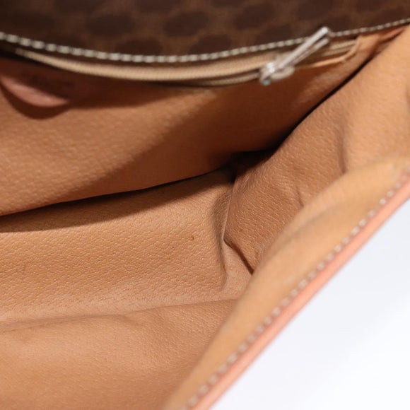 CELINE Macadam Canvas Shoulder Bag PVC Leather Brown Gold Auth 117973