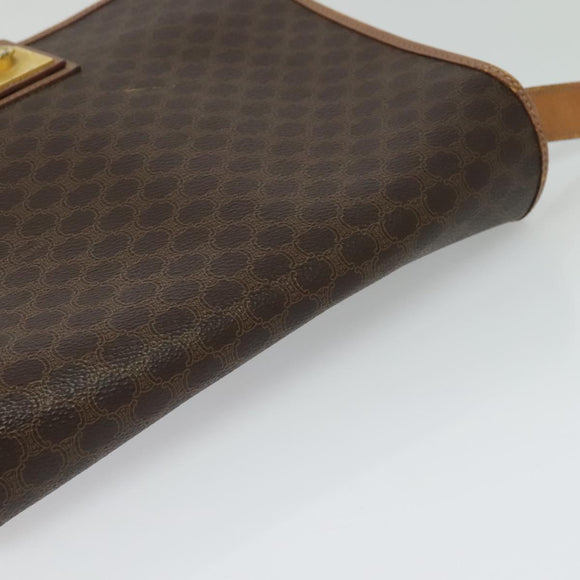 CELINE Macadam Canvas Shoulder Bag PVC Leather Brown Gold Auth 117973
