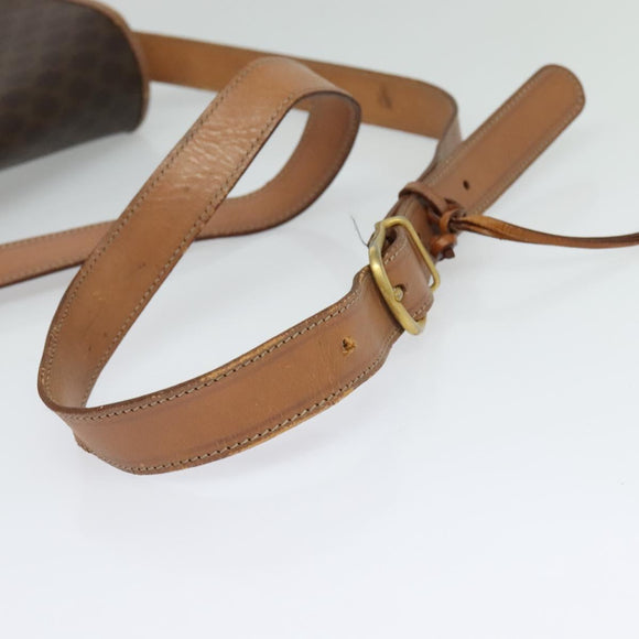 CELINE Macadam Canvas Shoulder Bag PVC Leather Brown Gold Auth 117973