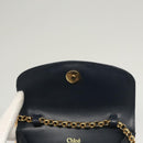 Chloe Chain Shoulder Bag Leather Navy Gold Auth 117976-10