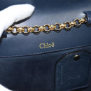 Chloe Chain Shoulder Bag Leather Navy Gold Auth 117976-18