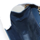 Chloe Chain Shoulder Bag Leather Navy Gold Auth 117976-20