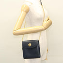 Chloe Chain Shoulder Bag Leather Navy Gold Auth 117976-21