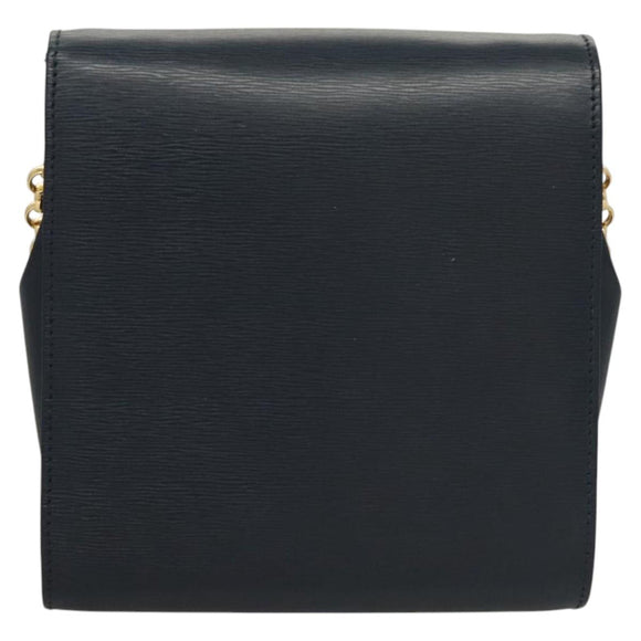 Chloe Chain Shoulder Bag Leather Navy Gold Auth 117976