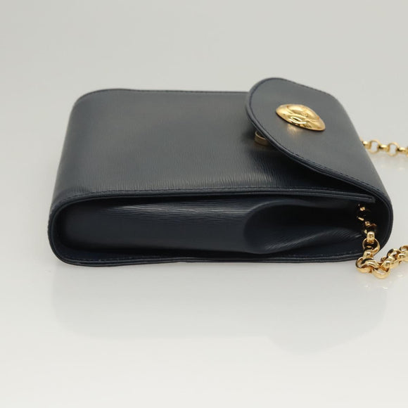Chloe Chain Shoulder Bag Leather Navy Gold Auth 117976