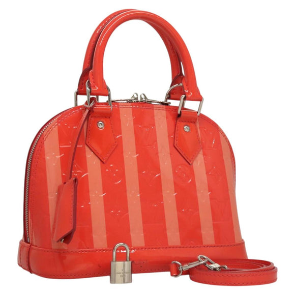 LOUIS VUITTON Vernis Rayure Alma BB Hand Bag 2way Rose rich LV Auth 117988