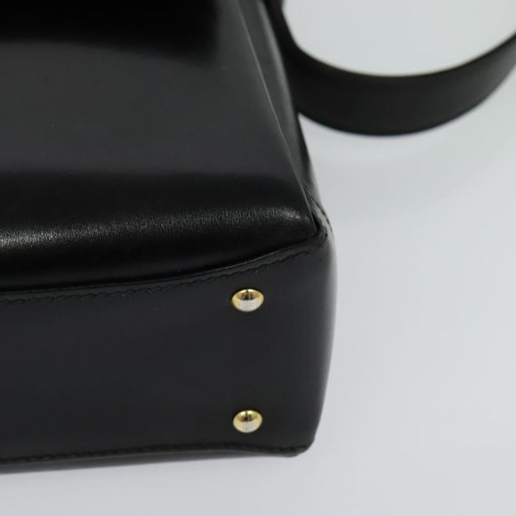 GUCCI Shoulder Bag Leather 2way Black Gold Auth 117991