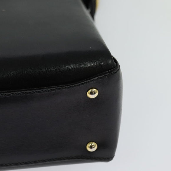 GUCCI Shoulder Bag Leather 2way Black Gold Auth 117991