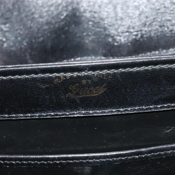 GUCCI Shoulder Bag Leather 2way Black Gold Auth 117991