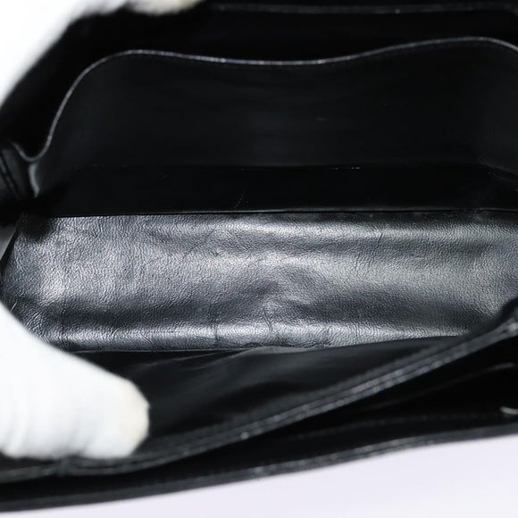 GUCCI Shoulder Bag Leather 2way Black Gold Auth 117991