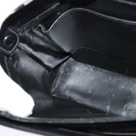 GUCCI Shoulder Bag Leather 2way Black Gold Auth 117991