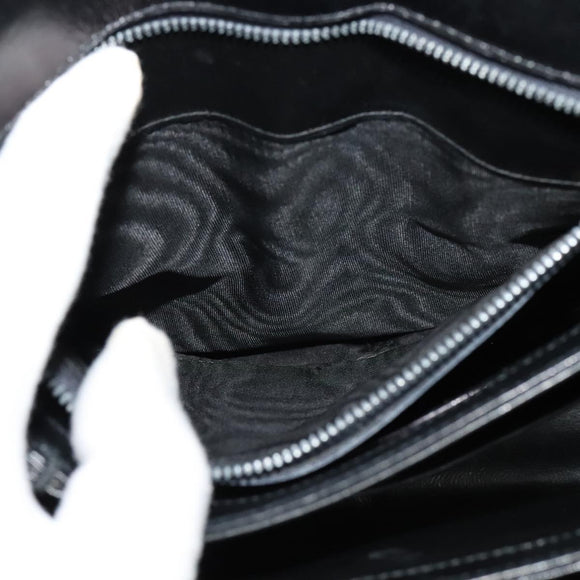 GUCCI Shoulder Bag Leather 2way Black Gold Auth 117991