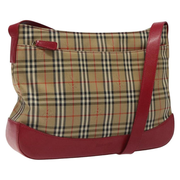 Burberrys Nova Check Shoulder Bag Canvas Beige Gold Auth 117995