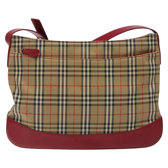 Burberrys Nova Check Shoulder Bag Canvas Beige Gold Auth 117995