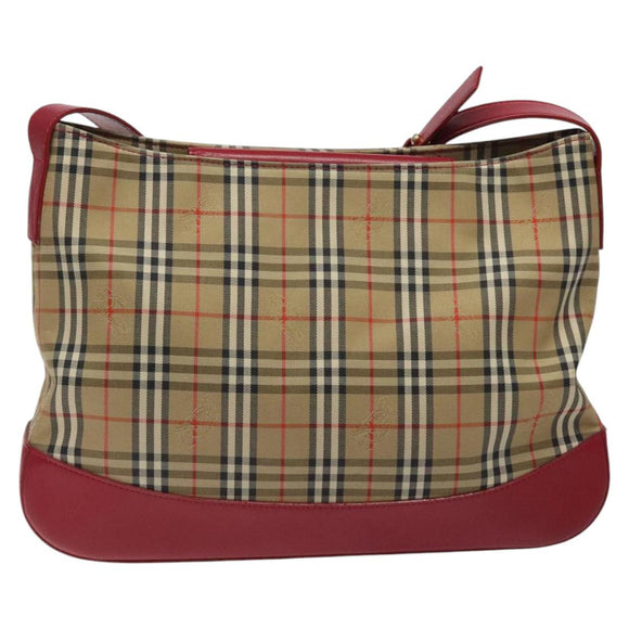 Burberrys Nova Check Shoulder Bag Canvas Beige Gold Auth 117995