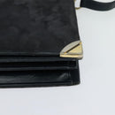 CELINE Shoulder Bag Suede Navy Gold Auth 118002-14