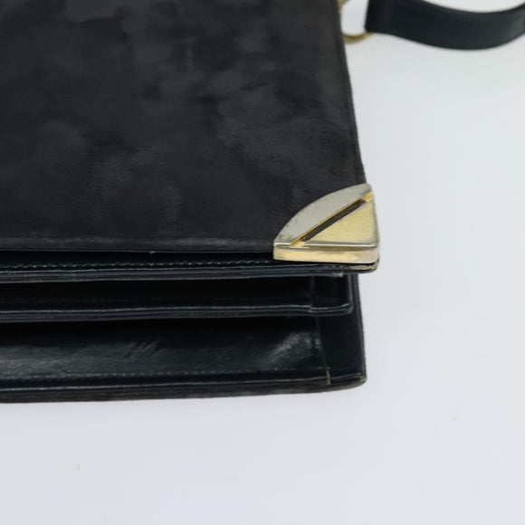 CELINE Shoulder Bag Suede Navy Gold Auth 118002