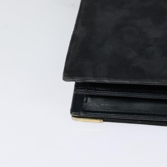 CELINE Shoulder Bag Suede Navy Gold Auth 118002