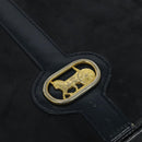 CELINE Shoulder Bag Suede Navy Gold Auth 118002-17