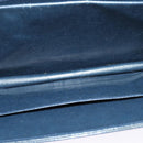 CELINE Shoulder Bag Suede Navy Gold Auth 118002-21