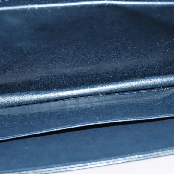 CELINE Shoulder Bag Suede Navy Gold Auth 118002