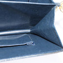 CELINE Shoulder Bag Suede Navy Gold Auth 118002-22