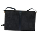 CELINE Shoulder Bag Suede Navy Gold Auth 118002-2