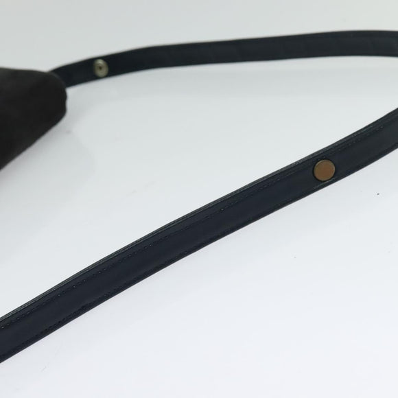 CELINE Shoulder Bag Suede Navy Gold Auth 118002