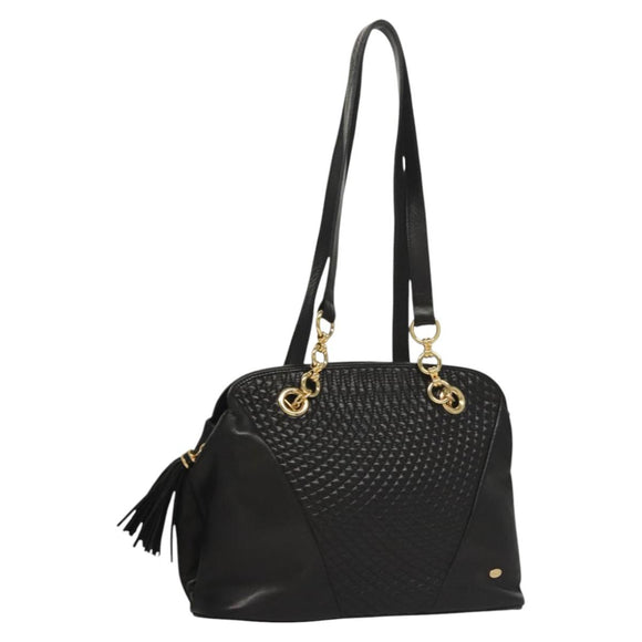 BALLY Shoulder Bag Leather Black Gold Auth 118003
