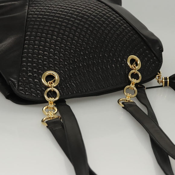 BALLY Shoulder Bag Leather Black Gold Auth 118003