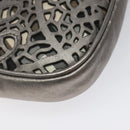 BURBERRY Nova Check Accessory Pouch Leather Silver Auth 118011-14