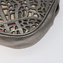 BURBERRY Nova Check Accessory Pouch Leather Silver Auth 118011-15