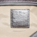 BURBERRY Nova Check Accessory Pouch Leather Silver Auth 118011-17
